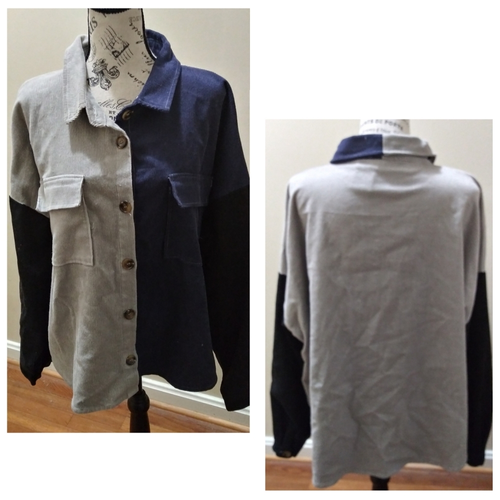 UMGEE CORDUROY COLORBLOCK BUTTON DOWN SHIRT | 2XL